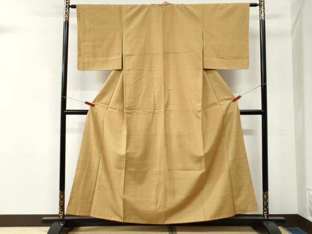 平和屋着物●結城紬　色無地　黄橡色　正絹　逸品　未使用　CABM4228yc
