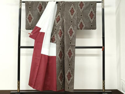 平和屋着物●本場大島紬　龍郷絣　正絹　逸品　CABM4230yc