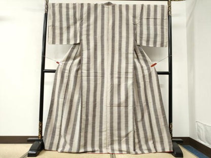 平和屋着物●上質な紬　格子　正絹　逸品　未使用　CABM4236yc