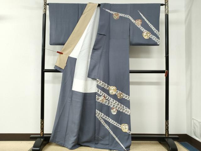 平和屋着物●訪問着　駒刺繍　草花文　金彩　ますいわ屋扱い　正絹　逸品　CABM4240yc