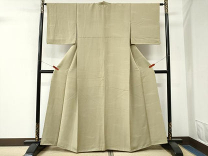 平和屋着物●上質な色無地　霞地紋　青朽葉色　正絹　逸品　CABM4241yc