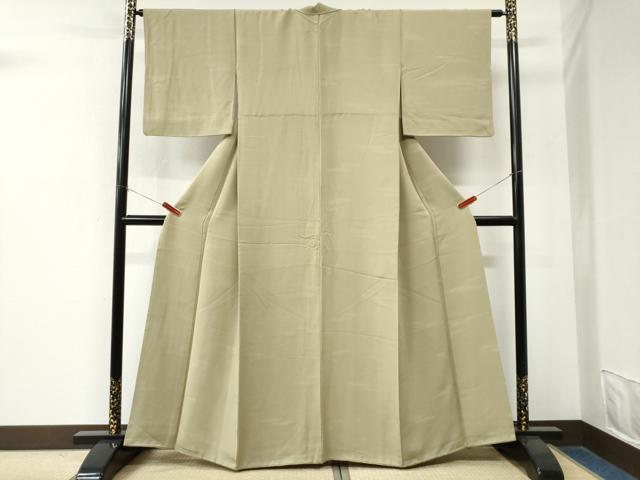 平和屋着物●上質な色無地　霞地紋　青朽葉色　正絹　逸品　CABM4241yc