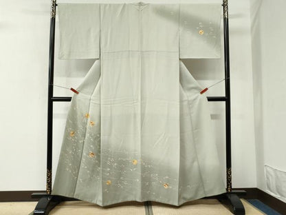 平和屋着物●訪問着　駒刺繍　雪輪松竹梅枝蕾文　暈し染め　金彩　正絹　逸品　CABM4246yc