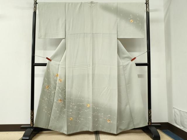 平和屋着物●訪問着　駒刺繍　雪輪松竹梅枝蕾文　暈し染め　金彩　正絹　逸品　CABM4246yc