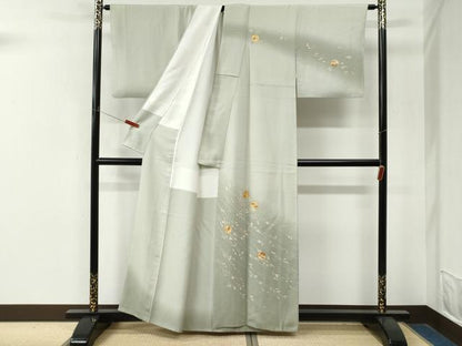 平和屋着物●訪問着　駒刺繍　雪輪松竹梅枝蕾文　暈し染め　金彩　正絹　逸品　CABM4246yc