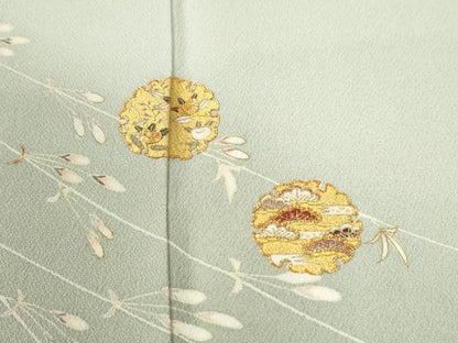 平和屋着物●訪問着　駒刺繍　雪輪松竹梅枝蕾文　暈し染め　金彩　正絹　逸品　CABM4246yc