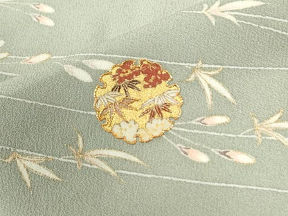 平和屋着物●訪問着　駒刺繍　雪輪松竹梅枝蕾文　暈し染め　金彩　正絹　逸品　CABM4246yc