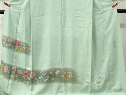 平和屋着物●巨匠　前田華清　手描き　訪問着　霞牡丹花文　暈し染め　ロング丈　正絹　逸品　CABM4248yc