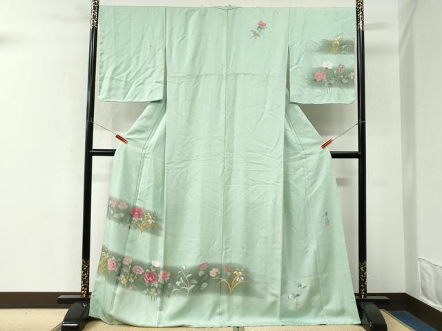 平和屋着物●巨匠　前田華清　手描き　訪問着　霞牡丹花文　暈し染め　ロング丈　正絹　逸品　CABM4248yc