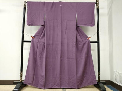 平和屋着物●上質な色無地　紋意匠　古代紫色　正絹　逸品　未使用　CABM4249yc