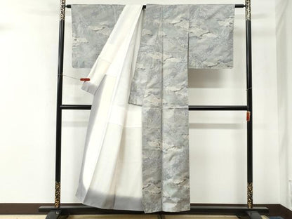 平和屋着物●本場大島紬　白大島　7マルキ　総絣　吉祥草花文　正絹　逸品　未使用　CABM4256yc