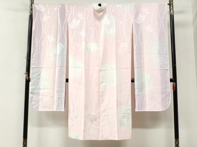 平和屋着物●長襦袢　袷　立涌舞蝶地紋　暈し染め　さが美扱い　半衿刺繍　正絹　逸品　CABM4257yc
