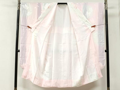 平和屋着物●長襦袢　袷　立涌舞蝶地紋　暈し染め　さが美扱い　半衿刺繍　正絹　逸品　CABM4257yc