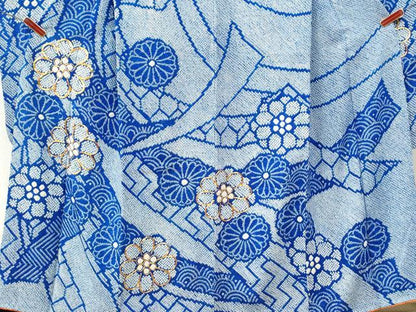 平和屋着物●豪華振袖　総絞り　駒刺繍　熨斗吉祥舞花文　正絹　逸品　CABM4262yc
