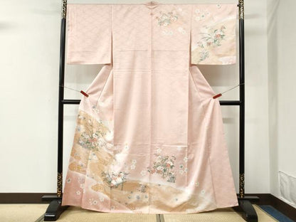 平和屋着物●洗える最高級着物　＜英＞はなぶさ謹製　訪問着　流水草花文　暈し染め　金彩　CABM4264yc