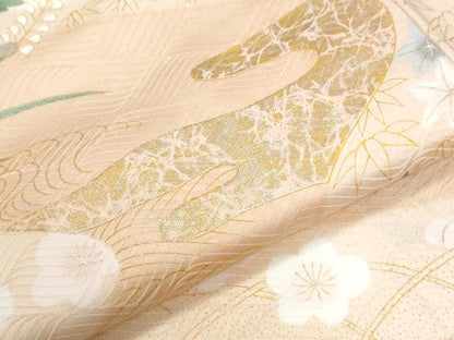 平和屋着物●洗える最高級着物　＜英＞はなぶさ謹製　訪問着　流水草花文　暈し染め　金彩　CABM4264yc