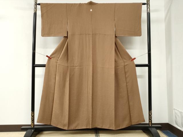 平和屋着物●上質な色無地　草花地紋　丁子染色　正絹　逸品　CABM4267yc