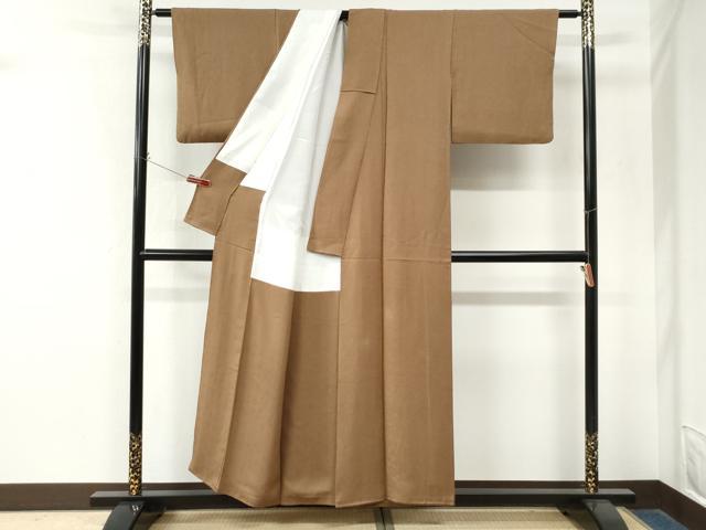 平和屋着物●上質な色無地　草花地紋　丁子染色　正絹　逸品　CABM4267yc