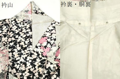 平和屋着物●豪華振袖　切嵌牡丹梅花文　黒地　金彩　正絹　逸品　CABM4269yc