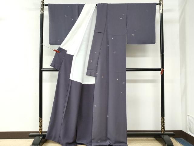 平和屋着物●上質な小紋　総刺繍　霞舞花文　金糸　正絹　逸品　CABM4273yc
