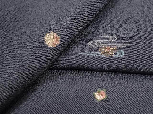 平和屋着物●上質な小紋　総刺繍　霞舞花文　金糸　正絹　逸品　CABM4273yc