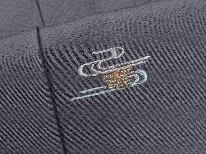 平和屋着物●上質な小紋　総刺繍　霞舞花文　金糸　正絹　逸品　CABM4273yc