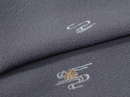 平和屋着物●上質な小紋　総刺繍　霞舞花文　金糸　正絹　逸品　CABM4273yc