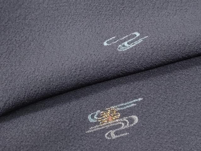 平和屋着物●上質な小紋　総刺繍　霞舞花文　金糸　正絹　逸品　CABM4273yc