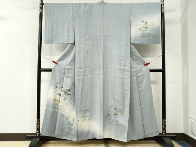 平和屋着物●訪問着　螺鈿　南天草花文　暈し染め　金彩　正絹　逸品　CABM4274yc