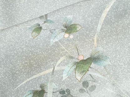 平和屋着物●訪問着　螺鈿　南天草花文　暈し染め　金彩　正絹　逸品　CABM4274yc