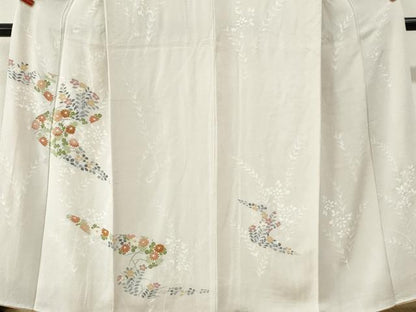 平和屋着物●訪問着　草花文　金彩　鬼しぼ縮緬　正絹　逸品　CABM4279yc