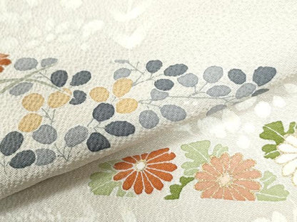 平和屋着物●訪問着　草花文　金彩　鬼しぼ縮緬　正絹　逸品　CABM4279yc