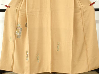 平和屋着物●訪問着　総刺繍　短冊浜松枝花文　金糸　正絹　逸品　CABM4286yc