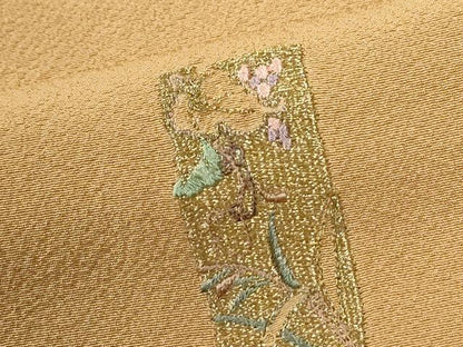 平和屋着物●訪問着　総刺繍　短冊浜松枝花文　金糸　正絹　逸品　CABM4286yc