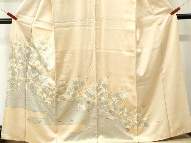 平和屋着物●豪華色留袖　駒刺繍　籬霞枝梅文　金彩　正絹　逸品　CABM4288yc