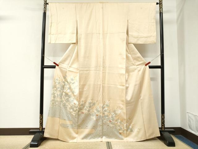 平和屋着物●豪華色留袖　駒刺繍　籬霞枝梅文　金彩　正絹　逸品　CABM4288yc