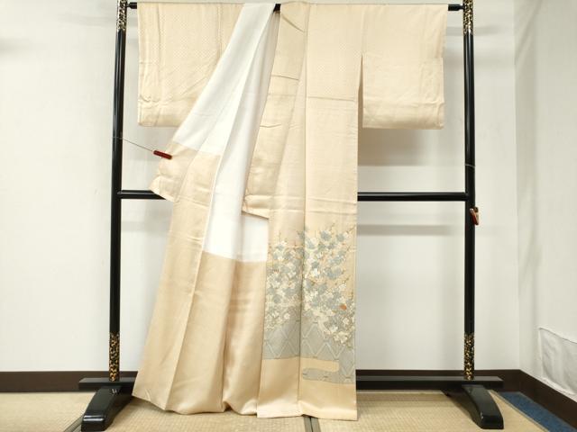 平和屋着物●豪華色留袖　駒刺繍　籬霞枝梅文　金彩　正絹　逸品　CABM4288yc