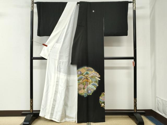 平和屋着物●豪華黒留袖　駒刺繍　松花丸文　暈し染め　金糸　小田急百貨店扱い　正絹　逸品　CABM4289yc