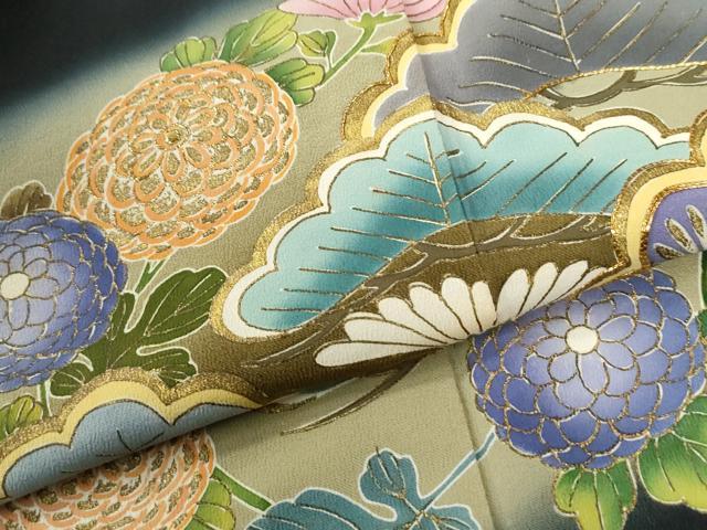 平和屋着物●豪華黒留袖　駒刺繍　松花丸文　暈し染め　金糸　小田急百貨店扱い　正絹　逸品　CABM4289yc