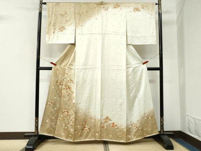 平和屋着物●訪問着　草花文　暈し染め　金彩　正絹　逸品　CABM4291yc