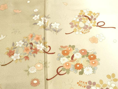 平和屋着物●訪問着　草花文　暈し染め　金彩　正絹　逸品　CABM4291yc