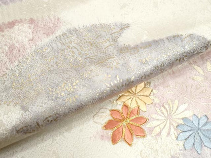 平和屋着物●創業460年・千總　訪問着　駒刺繍　絞り　霞草花文　金彩　正絹　逸品　CABM4292yc