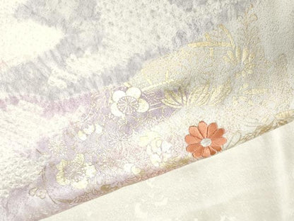 平和屋着物●創業460年・千總　訪問着　駒刺繍　絞り　霞草花文　金彩　正絹　逸品　CABM4292yc