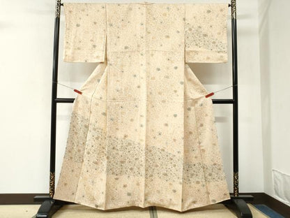 平和屋着物●訪問着　型染め　枝花文　正絹　逸品　CABM4296yc