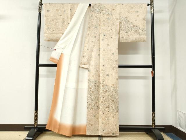 平和屋着物●訪問着　型染め　枝花文　正絹　逸品　CABM4296yc