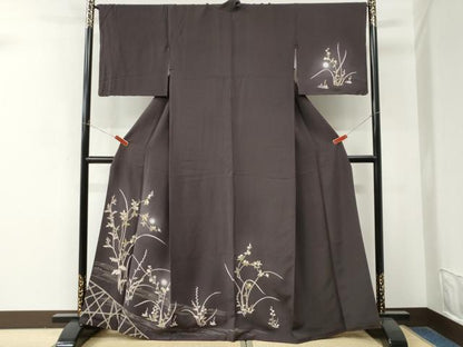 平和屋着物●訪問着　駒刺繍　立波竹垣枝花文　蛍暈し　金彩　正絹　逸品　CABM4299yc