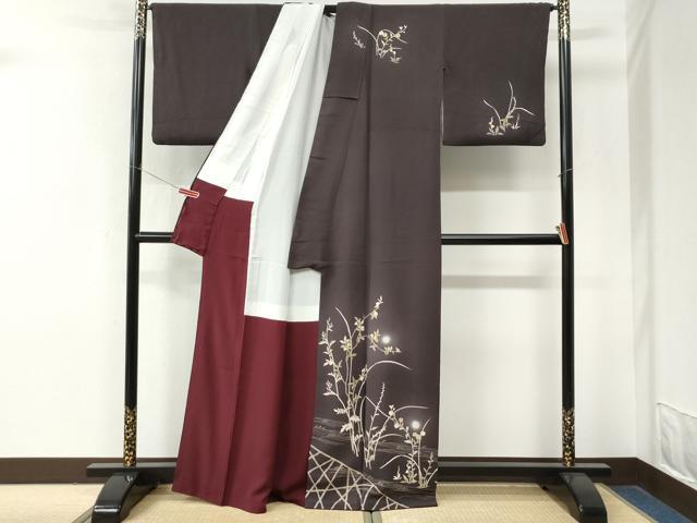 平和屋着物●訪問着　駒刺繍　立波竹垣枝花文　蛍暈し　金彩　正絹　逸品　CABM4299yc
