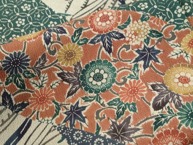 平和屋着物●手差し紅型作家　西岡都巳二　訪問着　花鳥唐草文　鬼しぼ縮緬　正絹　逸品　CABM4301yc