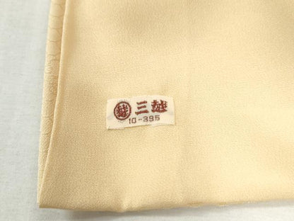 平和屋着物●上質な色無地　網目飛鶴地紋　蜂蜜色　三越扱い　正絹　逸品　未使用　CABM4302yc
