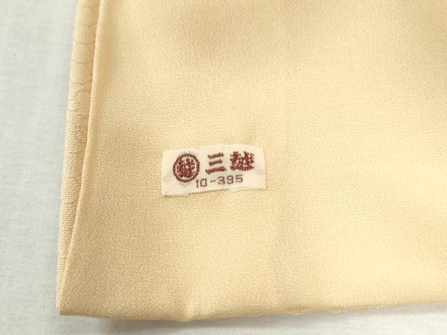 平和屋着物●上質な色無地　網目飛鶴地紋　蜂蜜色　三越扱い　正絹　逸品　未使用　CABM4302yc